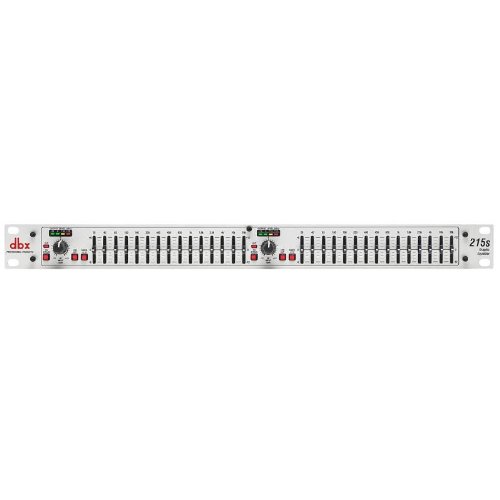 DBX 215S - Ecualizador de 2 canales con filtro low cut (15 tiras por canal, montaje en rack 48 cm, Fader 20 mm), color blanco