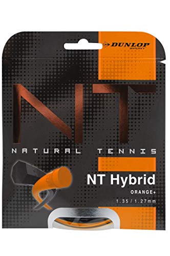 Dunlop 624783 Cordaje de Tenis, Nt Hybrid Orange 1.35/1.27 Negro/Naranja 12M Set
