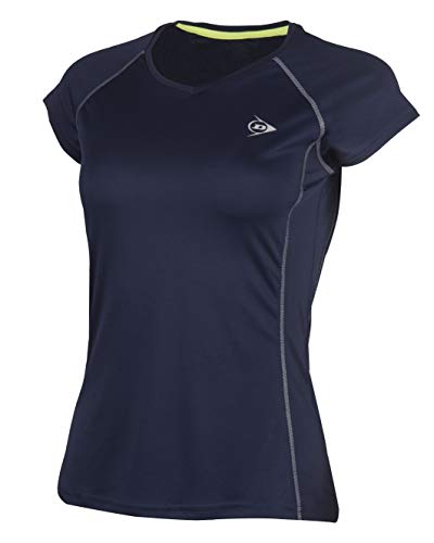 DUNLOP Camiseta de Tenis con Manga Corta para Mujer, Azul, XL