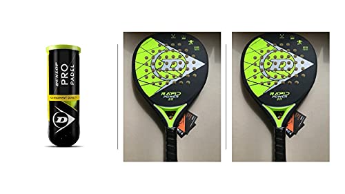 Dunlop Padel - Juego de 2 raquetas Rapid Power Green y 3 pelotas de pádel