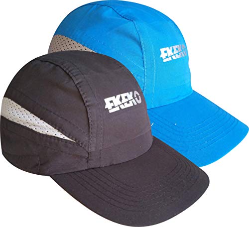 EKEKO Pack x 2 Unidades Gorra T Race, Gorra de Running, Playa y Deportes en General. con Goma de sujecion Regulable con Clip. (Negra/Azul)