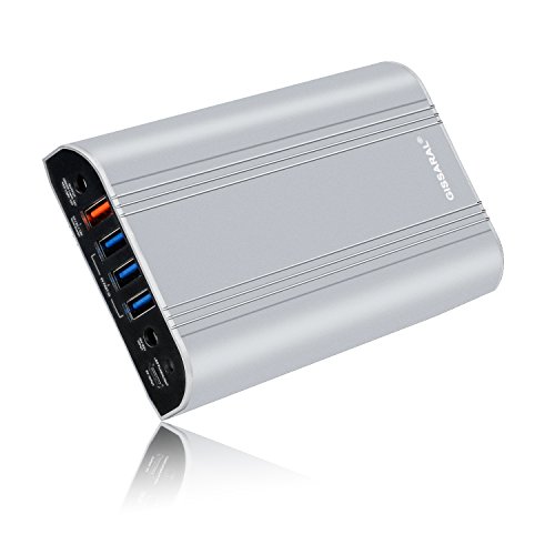 GISSARAL 24000mAh 90Wh Llevar Vuelo Power Bank Cargador batería Externa portátil para Surface Pro 4 Book Pro 3 Pro 2 RT, 4 Puertos USB para Tableta o teléfono Inteligente -Plata