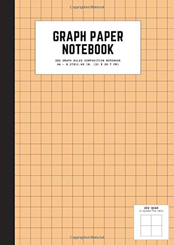 graph paper notebook: a4 8.27x11.69 cute graph paper journal | cool graph paper notebook college ruled | 2 quad ruled | 2x2 graph ruled composition notebook | peach color