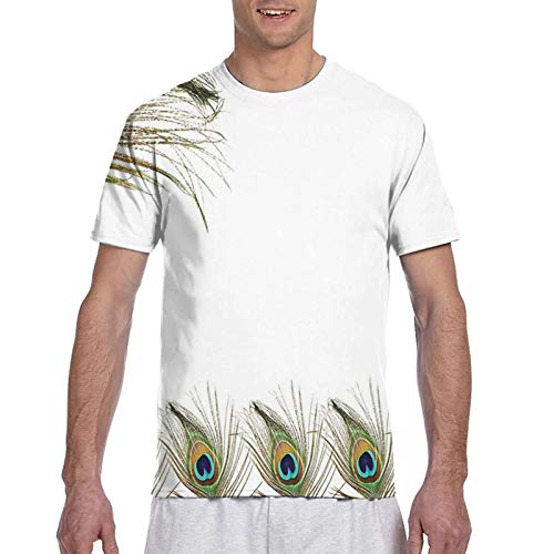 Haiyaner Auténtica camiseta de plumas de pavo real forradas simbolizando 3D de los hombres con impresión gráfica de primera calidad L