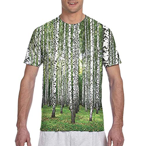 Haiyaner Camiseta de otoño con diseño de árboles en el bosque de abedules septiembre para hombre en 3d con impresión gráfica de primera calidad XL