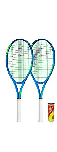 HEAD Ti.Conquest Nano Titanium - Raqueta de tenis (2 unidades, incluye fundas protectoras y 3 pelotas de tenis)