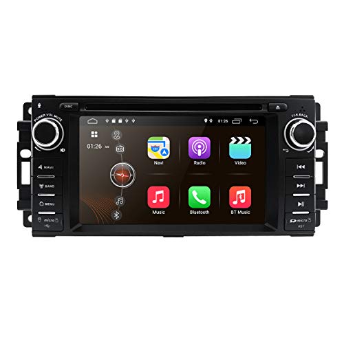 hizpo Android 10 OS 6.2 Pulgadas 1 DIN Car Navigation Reproductor de DVD Radio Estéreo Apto para Jeep Wrangler Chevrolet Dodge Chrysler con Mirrorlink Bluetooth WiFi 4G RDS OBD2 DVR Dab + TPMS