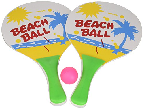 Idena 7408448 – Beach Ball Set de 2 Raquetas y 1 Pelota de Madera