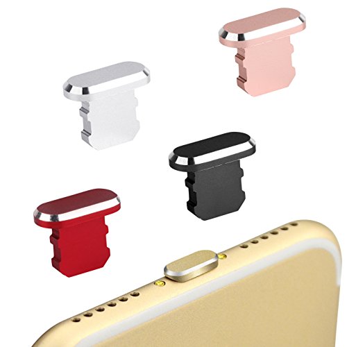 innoGadgets Enchufe de protección contra el Polvo Compatible con el iPhone 7/8/X/Xs/Xr/11/11Pro/SE/12/12Pro | Enchufe de protección contra el Polvo | Aluminio iPhone + Clip de Silicona Gratis | Rojo
