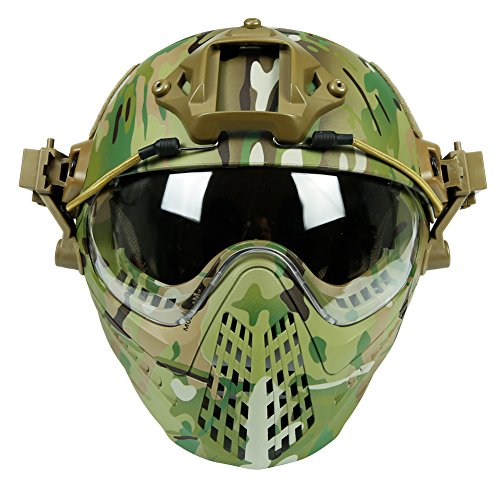 Kayheng Casco de protección Militar Totalmente Cubierto Airsoft Paintball Casco y máscara Gafas Protectoras Casco táctico de Seguridad