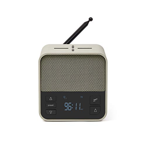 LEXON Oslo News Lite - Radio despertador FM con altavoz Bluetooth y cargador de inducción de 10 W, color gris y verde