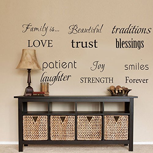 LUCKKYY® Family Wall Decal~~ Set of 12 Family Words Quote Vinyl Family Wall Sticker Picture Wall Decal Family Room Art Decoration (The Picture photos not included)