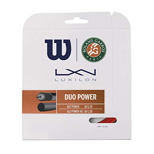 Luxilon Duo Power Roland Garros Juego de cordaje para raqueta de Tenis, Combinación de ALU Power RG y NXT Power, Unisex Adulto, Rojo/Natural