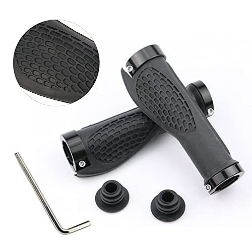 Manillar Puños Bicicleta BMX,Puños Manillar Goma Antideslizante Ergonomicos, Empuñadura BMX,Manillar de Bicicleta Doble Bloqueo,Antideslizante Caucho Puños (Negro)