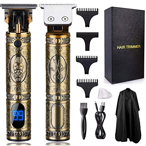 Maquina Cortar Pelo Profesional, Cortapelos Hombre Corte Pelo Pantalla LCD Inalámbrico Recortadora Eléctrica, Carga USB Batería 1500mAh Maquina Cortapelo con Capa de peluquería