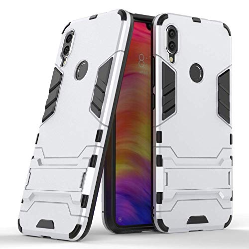 Max Power Digital Funda para Xiaomi Redmi Note 7 / Redmi Note 7 Pro (6.3") con Soporte (Xiaomi Redmi Note 7, Plata)