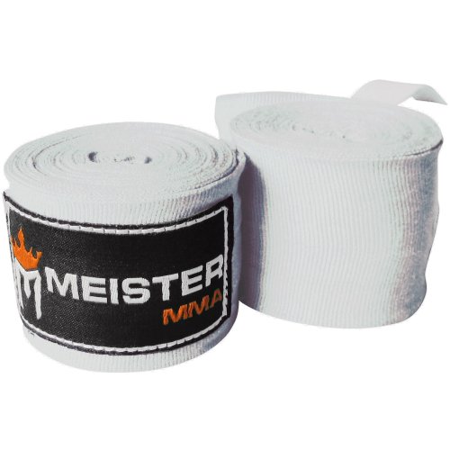 Meister 180" Vendas para Manos de algodón elásticas para MMA y Boxeo (Par) - Blanco