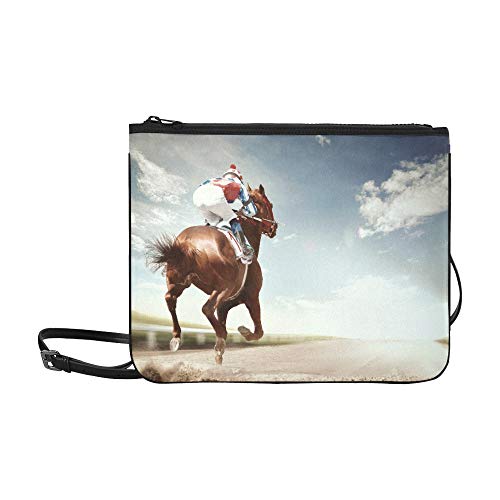 N\A Bolso de moda para niñas Carreras de caballos que llegan primero a la línea de llegada en Vintag Correa de hombro ajustable Bolsos cruzados para niños para mujeres Niñas Damas Bolso cruzado