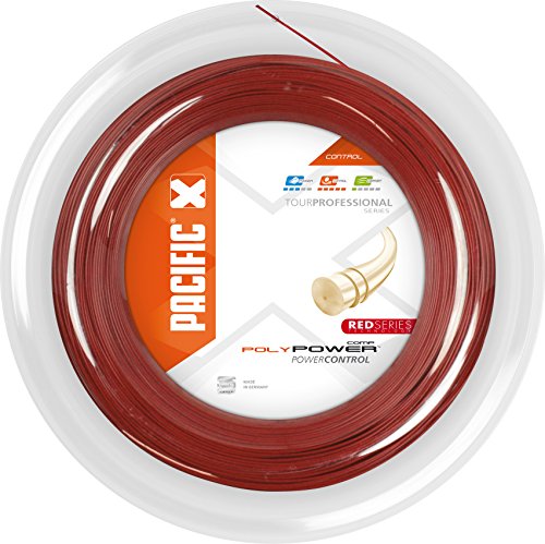 Pacific Poly Power Comp Red Series - Cordaje para Raqueta de Tenis (200 m), Color Rojo, tamaño 1.30mm/16
