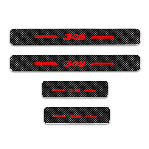 Para 308 4D M Fibra de Carbono Pegatinas Sillín Pedal Proteger Umbral Cubierta Car Styling Sticker 4 Piezas Rojo