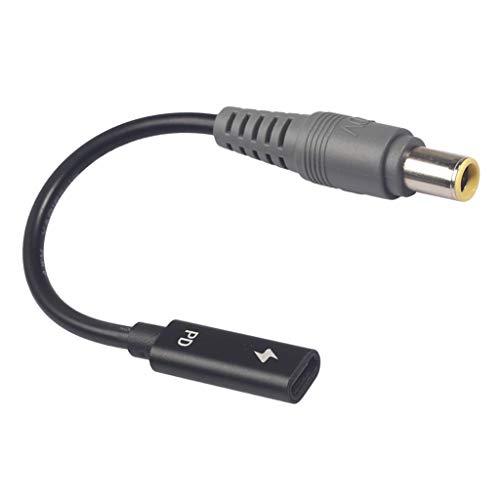 perfk USB 3.1 Tipo C USB-C A DC Plug PD Cable De Carga para Lenovo Thinkpad X61S R61 T410 T420 T400 T430 SL400 E425 R61I Etc