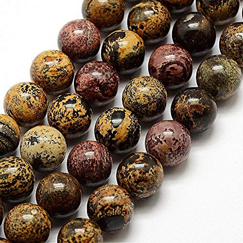 Perlas de piedras preciosas naturales, jaspe dendritico ópalo, redondas, 6 mm, marrón y negro, piedras preciosas, joyas de diseño, accesorios para manualidades, cadena de perlas G325