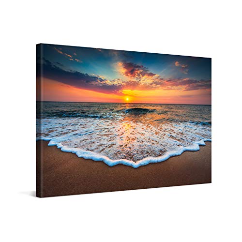 PICANOVA – Cuadro sobre Lienzo Sea Sunset 120x80cm – Impresión En Lienzo Montado sobre Marco De Madera (2cm) – Disponible En Varios Tamaños – Colección Playas