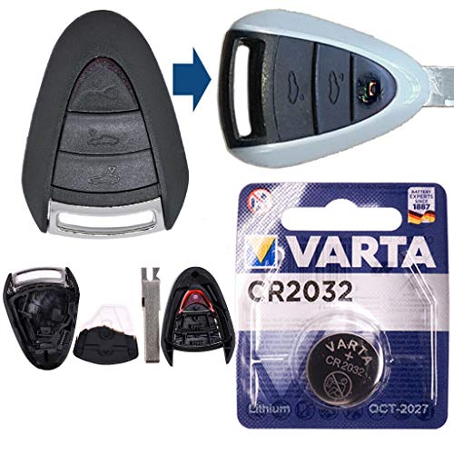 Porsche Juego de reparación Juego de reparación de Llaves del Coche con 3 Botones + HAA Vacuum + batería para Porsche 911 997 987 Boxster Cayman