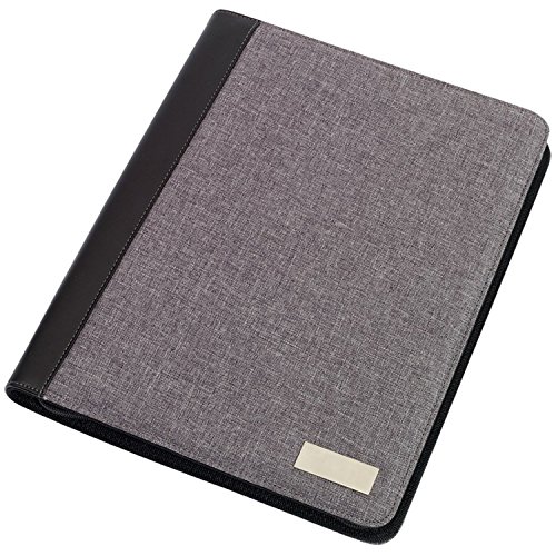 Portfolio DIN A4, document Conférencier utilisable comme Linen Décoration avec bloc-notes + inclus Calculatrice Gris 33 x 26 x 2,3 cm Format A4