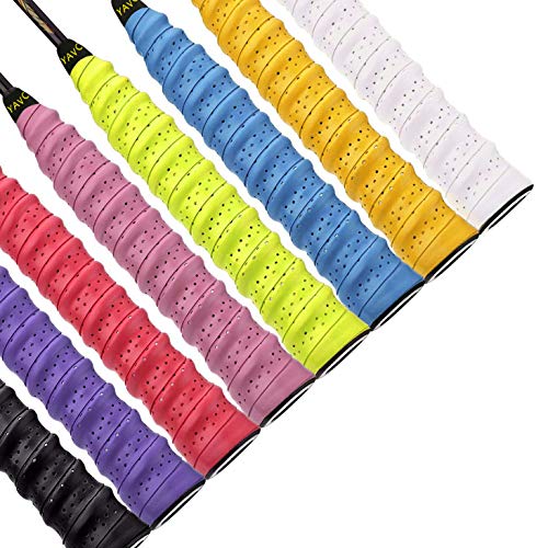 QH-Shop Mangos de Raquetas de Tennis Badminton Anti Slip Perforado Absorbente Sobregrip Grip Multicolor 8 Paquete QH-Shop Mangos de Raquetas de Tennis Badminton Anti Slip Perforado Absorbente Sobregrip Grip Multicolor 8 Paquete