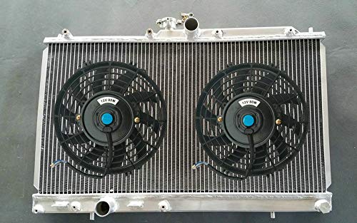 Radiador de aluminio de 50 mm + ventiladores para Mitsubi-shi Lancer EVO 7/8/9 MR FQ CT9A 4G63T 2.0L L4 Turbo MT 2003 2005 VII/VIII/IX