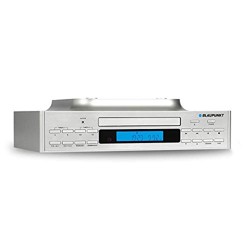 Radio de Cocina KRC 40 SV, Radio FM PLL, Bluetooth, Entrada Auxiliar, reproducción de CD, Pantalla LCD retroiluminada, luz LED integrada para iluminar la Superficie de Trabajo, 2 temporizadores