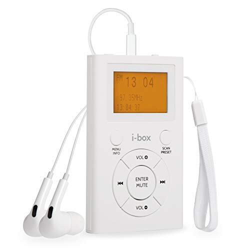 Radio portátil Dab/Dab Plus y FM Mini, radio de bolsillo con auriculares y carga USB para una reproducción de 8 horas (blanco)