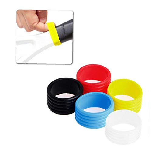 Raqueta de Tenis de la Banda de Silicona Sobregrips Mango Fix Anillos elásticos de la Raqueta de la manija del Anillo de Goma Color clasificado 5 x Raqueta de Tenis de la Banda de Silicona Sobregrips Mango Fix Anillos elásticos de la Raqueta de la manija del Anillo de Goma Color clasificado 5 x