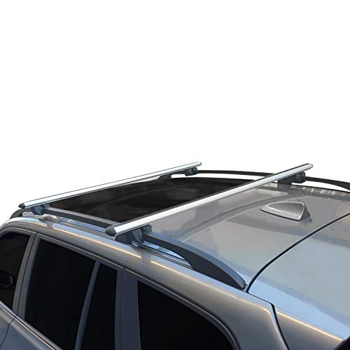 RE&AR Tuning Compatible para Nissan Primastar 2001-2014 Barras de techo Portaequipajes Aluminio Gris modello alto