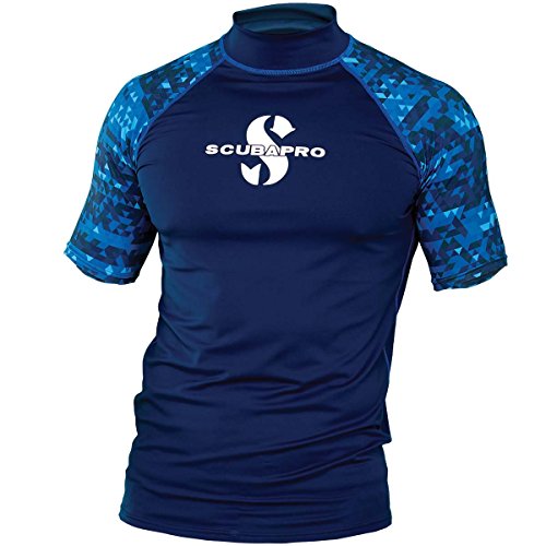 SCUBAPRO Aegean Rash Guard 2017 - Camiseta de Manga Corta para Hombre, Corte Ajustado, protección UV, Talla M