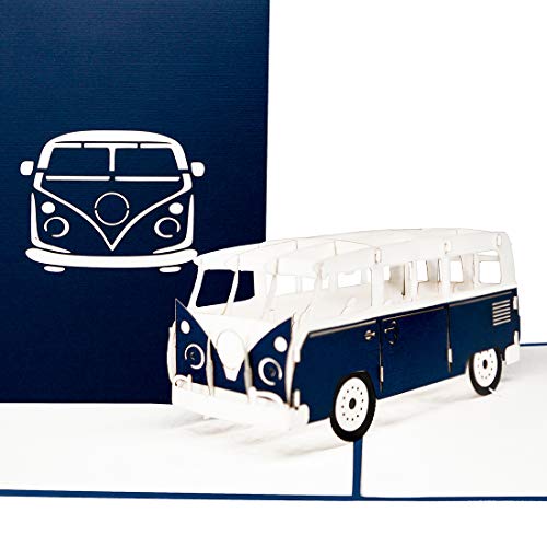 'Tarjeta de felicitación "VW Bus" "Bulli – Minibus Azul – 3d tarjeta de tarjeta de cumpleaños, Pop Up para carnet de conducir, VW BUS regalo, viaje cupones