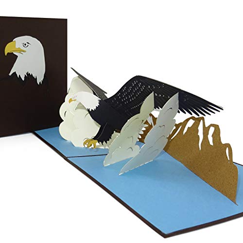 Tarjeta pop up con diseño de águila, Eagle's Wings, tarjeta de cumpleaños y tarjeta de invitación en 3D con sobre, como regalo, cupón e invitación para cumpleaños, viajes de Estados Unidos y América