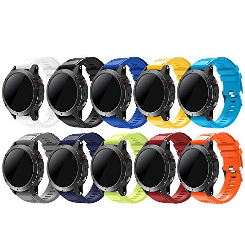 TOPsic Garmin Fenix 5 Banda, Silicona Reemplazo Correa con 2pzs Destornilladores para Garmin Fenix 5/Forunner 935/Fenix 5 Plus/Fenix 6/Fenix 6 Pro, 13.5cm-22.5cm, no Adapta a Fenix 5X, 5s