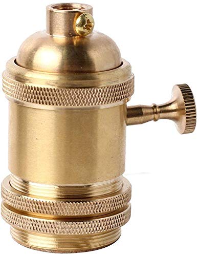 Vintage E27 Edison Portalámparas con interruptor ON/OFF, Lámpara casquillo de latón antigua para bombilla DIY Colgante de techo (bronze)