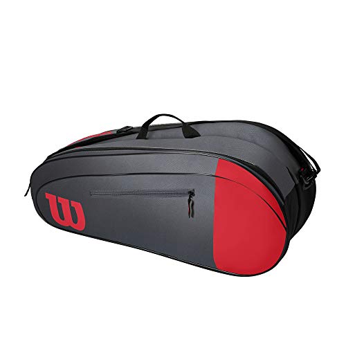 Wilson Team 3 Bolsa de tenis, Hasta 3 raquetas, Rojo/gris, WR8011502001 Wilson Team 3 Bolsa de tenis, Hasta 3 raquetas, Rojo/gris, WR8011502001