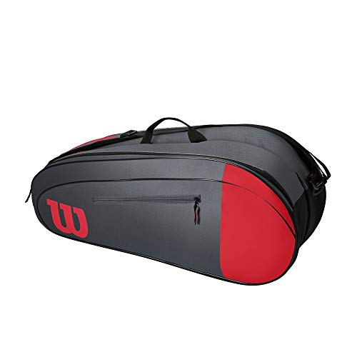 Wilson Team 3 Bolsa de tenis, Hasta 3 raquetas, Rojo/gris, WR8011502001