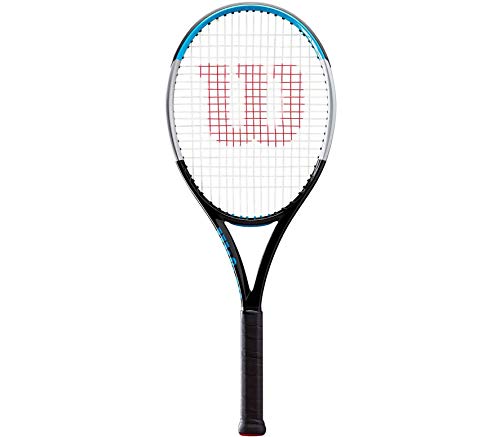 Wilson Ultra 100 UL V3.0, Raqueta de Tenis, Adecuada para tenistas Junior, Geometría PowerProfile, para Unisex niños, Negro/Plateado/Azul
