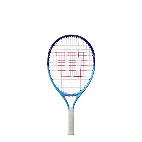 Wilson Ultra Blue 21 Raqueta de tenis, Para niños de 5 a 6 años, Fibra de carbono/Aleación, Azul, WR053610H