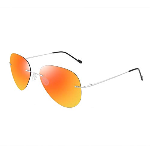 YLBHD Gafas de Sol polarizadas Vintage Protección UV Gafas de Sol Piloto Masculino Marco de Acero Inoxidable Gafas de conducción al Aire Libre
