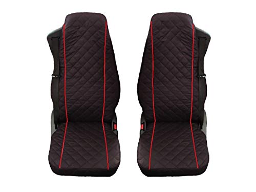 2 Fundas de asiento para camiones, en color negro, para diseñado para encajar Scania 4 Serie R Rot Kerder.