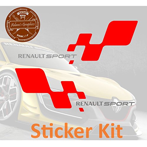 2 pegatinas para Renault Sport – rojo y plateado – Clio Megane 182 197 RS Side Flag