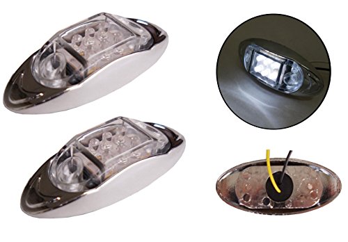 2 x 12/24 V 6 LED Lámpara de luz lateral delantero cromo Marcador Blanco Caballo de remolque Van 2 x 12/24 V 6 LED Lámpara de luz lateral delantero cromo Marcador Blanco Caballo de remolque Van