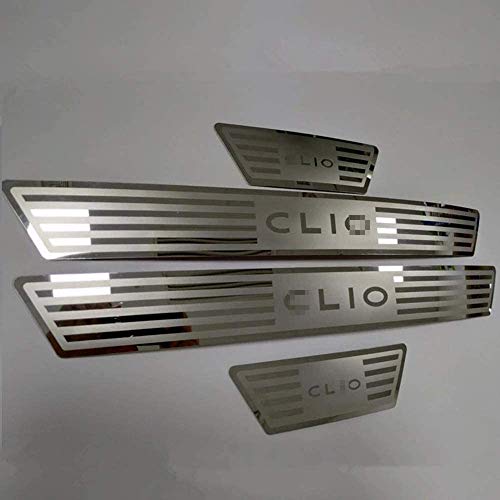 4 Pcs Coche Acero Inoxidable Decoración para estribos para Renault CLIO IV V CLIO 4 5 RS Grandtour 2014-2020, Antiarañazos Antideslizante Sticker Accesorios De DecoracióN