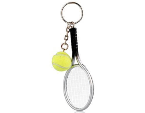 Aeromdale Llavero de raqueta de tenis (plata y verde)